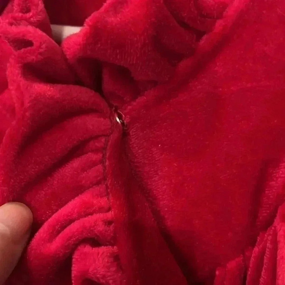 [L/XL]Vintage Fair Set Ladies Red  Velvet Sleep/ Bath Robe- EUC - Picture 4 of 9